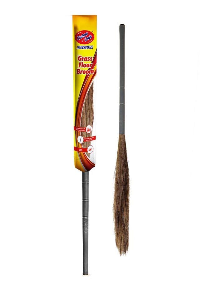 Chakaa chak Chakaachak Grass Broom for Home Cleaning Meghalaya Grass | Long Lasting & Durable Jhadu |Removes fine dust from Floor and Ceiling| Plastic Handle Jhadu - Image 1